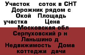 Участок 10 соток в СНТ Дорожник рядом с Окой › Площадь участка ­ 10 › Цена ­ 600 000 - Московская обл., Серпуховский р-н, Ланьшино д. Недвижимость » Дома, коттеджи, дачи продажа   . Московская обл.